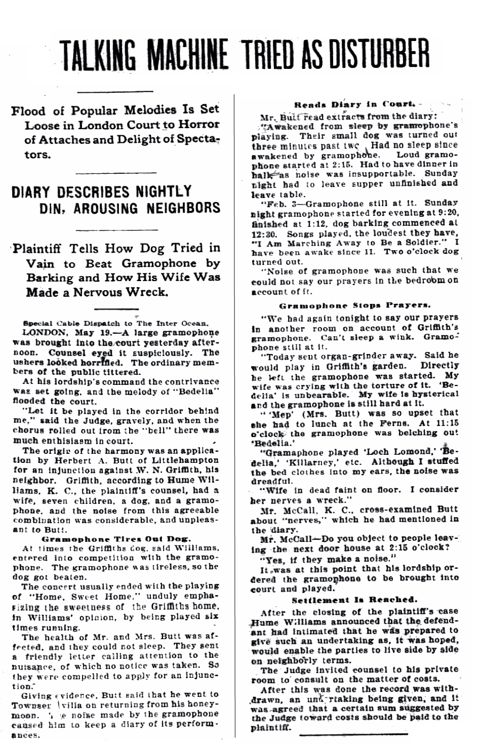 Gramophone Disturber article