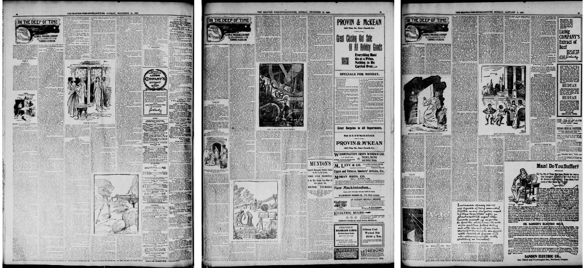 "In the Deep of Time" as published in the Seattle Post-Intelligencer on December 27 & 28, 1896 and January 3, 1897 In The Deep Of Time