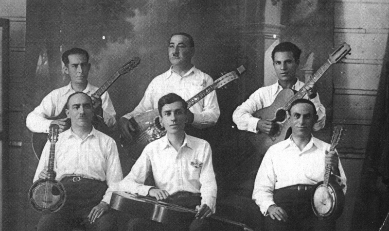 Kostas Bezos (center) and his group. Image is from the album book Kostas Bezos and the White Birds Kostas Bezos Band